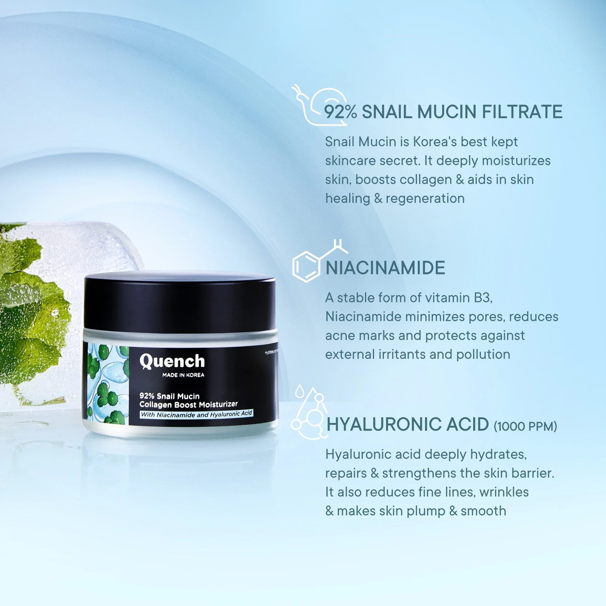 92% Snail Mucin Collagen Boost Moisturizer with Niacinamide & Hyaluronic Acid - 50 ml - Image 3