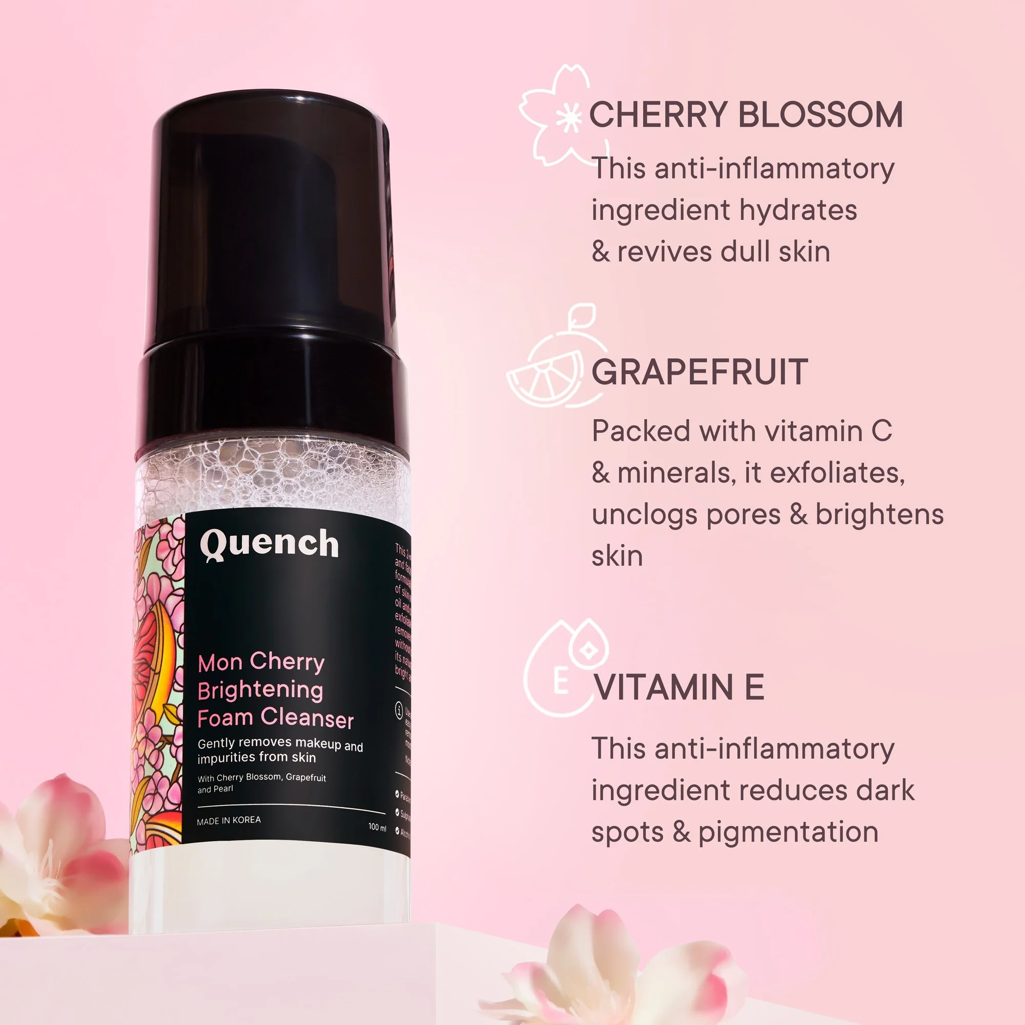 Brightening Foam Cleanser with Cherry Blossom Radiance - 100 ML - Pack Of 1 - Image 3