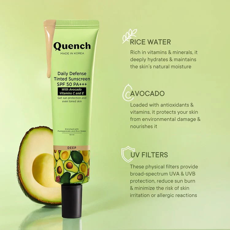 Daily Defense Tinted Sunscreen SPF 50 PA+++ with Avocado Vitamins C & E (Deep) - 50 ML (Copy) - Image 3
