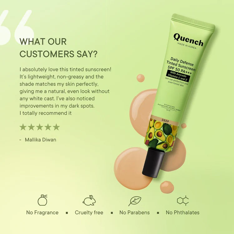 Daily Defense Tinted Sunscreen SPF 50 PA+++ with Avocado Vitamins C & E (Deep) - 50 ML (Copy) - Image 5
