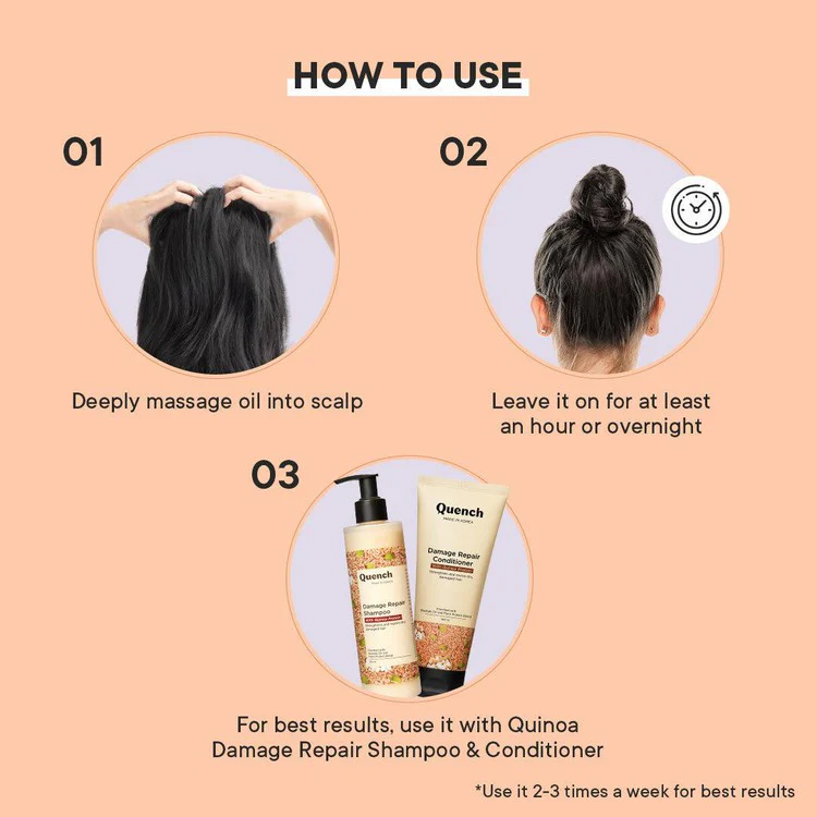 Damage Repair Hair Oil with Quinoa Protein- 100ml - Image 5